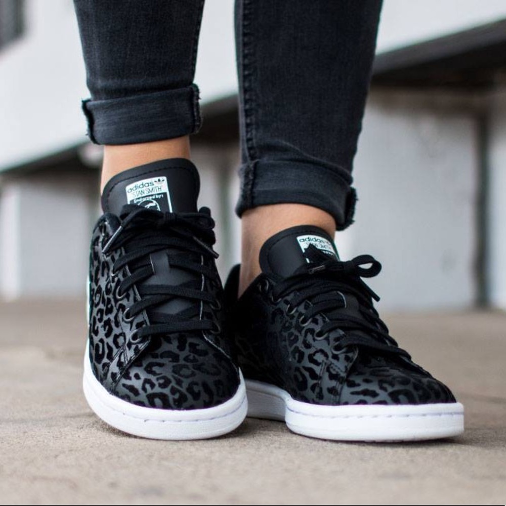 Adidas Originals Stan Smith Black Leather Sz US7